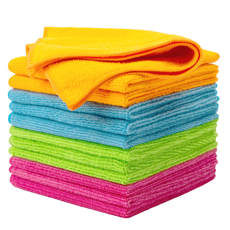 10-pack Random Color Microfiber Cleaning Cloths For Cars - , Super Absorbent, Dusting And Drying Towels For Home, Kitchen, And Vehicle Exterior Care, 12x12 Inches