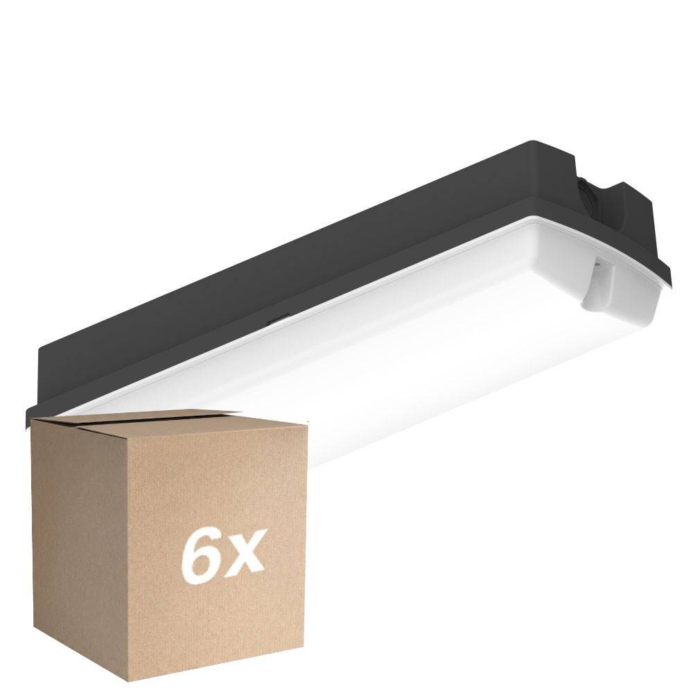 Fordelspakke 6x Ledvance LED Væglampe Compact Sort 8W 840lm - 830 Varm Hvid | 356x115mm - IP65
