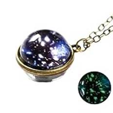 Girls accessories Earth Moon Planet Glaskula Noctilucent Hänge Halsband Dubbelsidigt självlysande Nebula Cosmic Choker Smycken för kvinnor-T64 Birthday Gift