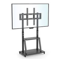 UNHO TV Ständer mit Rollen, TV Standfuss Universal Mobil Wagen, Höhenverstellbar Extra Stabil Fernsehständer Halterung Fernsehtisch mit AV-Ablagen für 32"–100",VESA 800x600mm,bis Max 80kg