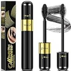 Mascara vattentät svart – 4D silkesfiber ögonfransmascara extra lång tjock & voluminous lash mascara torksäker och inte klumpig för makeup make-up, 9 ml