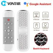 Vontar w2 luftmus röst fjärrkontroll mikrofon 2.4g trådlöst mini tangentbord gyroskop för h96 max x88 pro android tv box pc - Q40 engelska vita