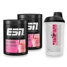 2x ESN Designer Whey Protein Strawberry Cream 300g | Hochwertiges Eiweißpulver und Nahrungsergänzungsmittel für effektiven Muskelaufbau | Gratis Zama4zingo Protein Shaker 600ml