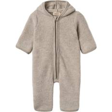 Wheat Uld Fleece Heldragt Ata Str 62/3m Uld - Khaki Melange Heldragter hos Magasin