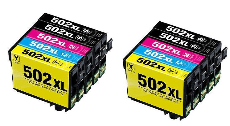 Epson 502 XL Dubbelt Set Plus BK (4xBK/2xC/2xM/2xY). Kompatibla (ej Epson original) bläckpatroner. T502XL. Fri frakt.