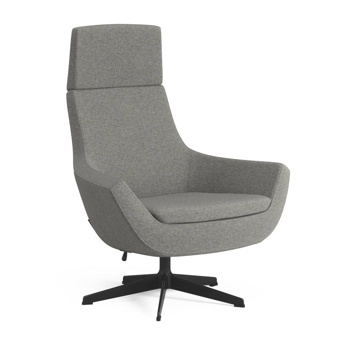 Lænestol Happy Swing, Understel Aluminium svartlackerat, Stof Main Line Flax 26 - Grå.