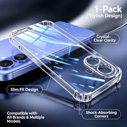 1 st 2026 ny transparent silikonmobilskal, kompatibel med , Honor och Pixel-telefoner, stötsäker, enfärgad, modernt minimalistisk, airbagdesign, mjuk - Genomskinlig (Multi-size)
