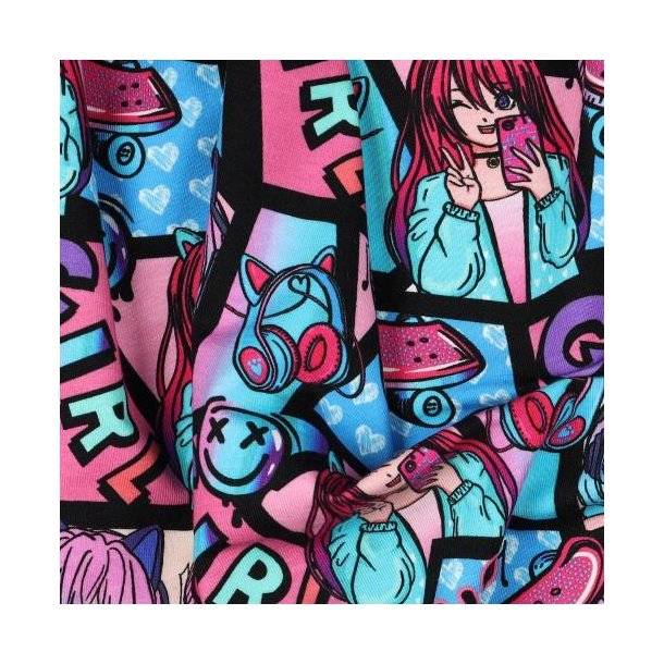 Økotex bomulds jersey Manga, Multicolour