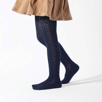 1 st mjuka och bekväma baby-tights för flickor, ihåliga och andningsbara, för avslappnade utflykter - Kungsblått (4-7Y,6-12M,1-3Y,6-8Y,3-5Y,2-4Y)