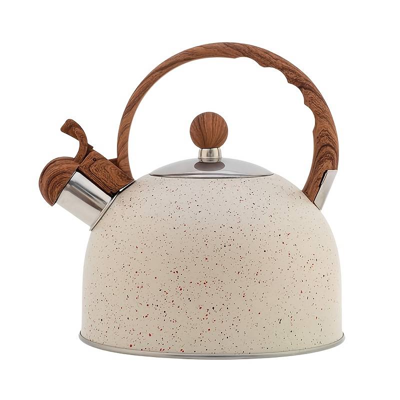 TEMU 2.5l Whistle Kettle Stainless Steel Teapot, Stovetop Whistle Coffee Pot Teapot, Suitable For Utensils Stove Gas Kitchen Essential Brewing Coffee, Tea