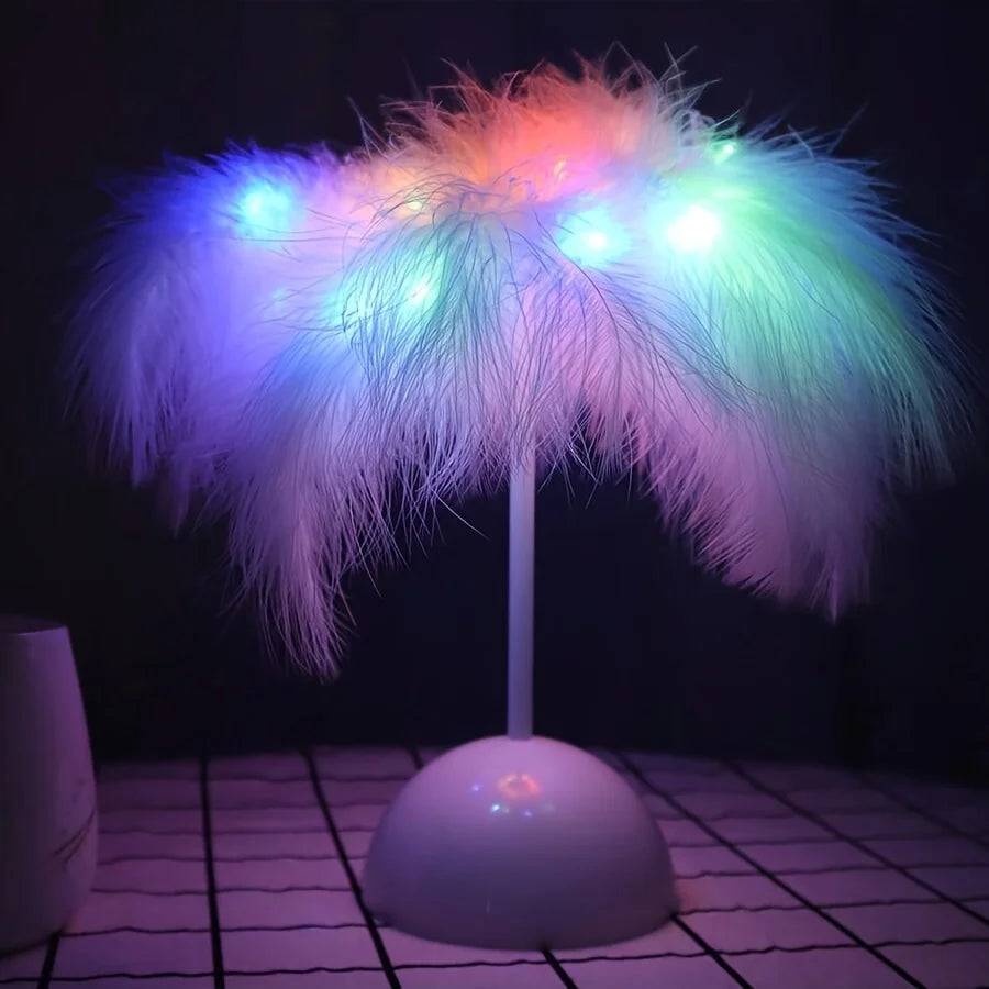 FeatherLuxe Lampa - Fängslande Bordslampa för Värme och Atmosfär - Blandning