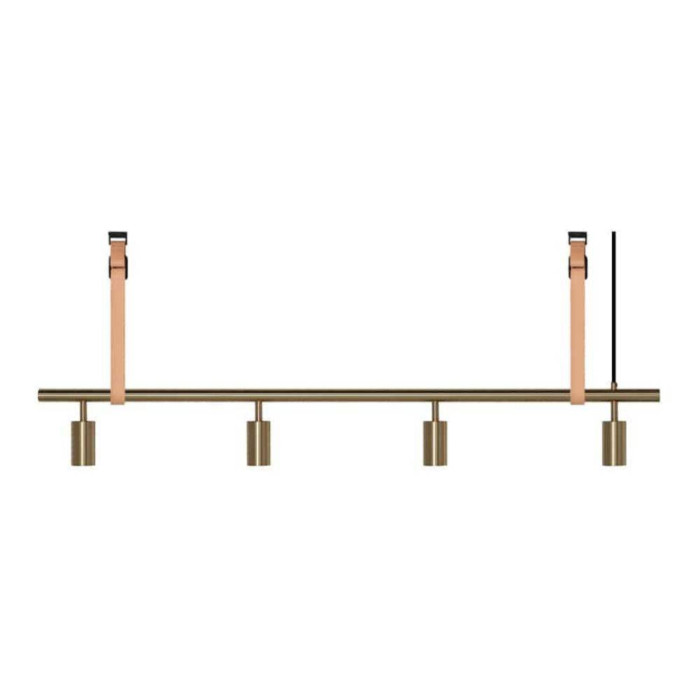 RUBN Long John Pendel 4 Spots (140 cm) Brass Natural leather