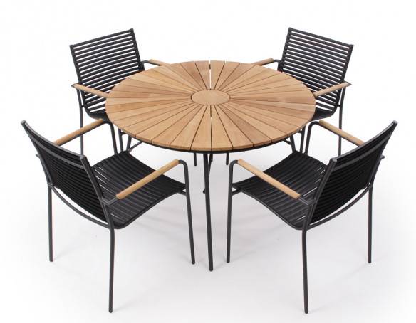 Parma classic sæt alu og teak m/ 4 stole - vælg bord og stols farve