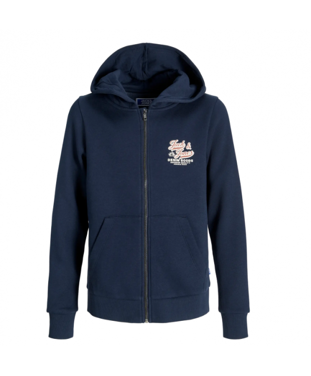 Jack & Jones Junior hættetrøje med lynlås i navyblå til drenge