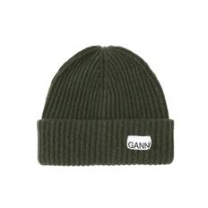 Oversized Wool RIB Knit Beanie Kalamata Ganni 861 Kalamata