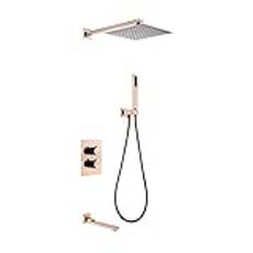 concealed thermostatic shower set rose gold shower head with handheld bathroom shower system-3 function