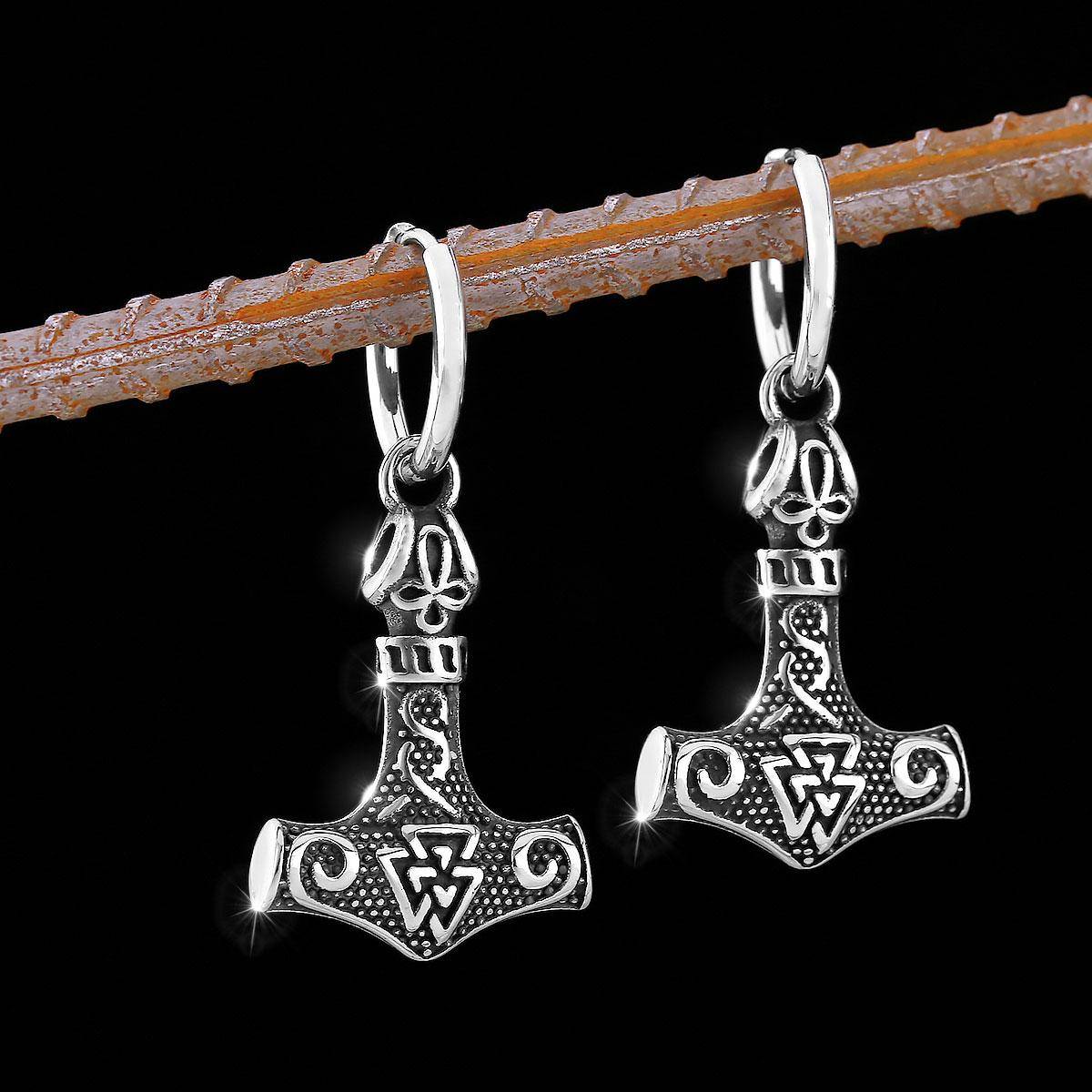 Herrklassiska rostfria Tors hammare vikingörhängen Mode vintage amulett smycken örhängen tonårsfestgåvor gray