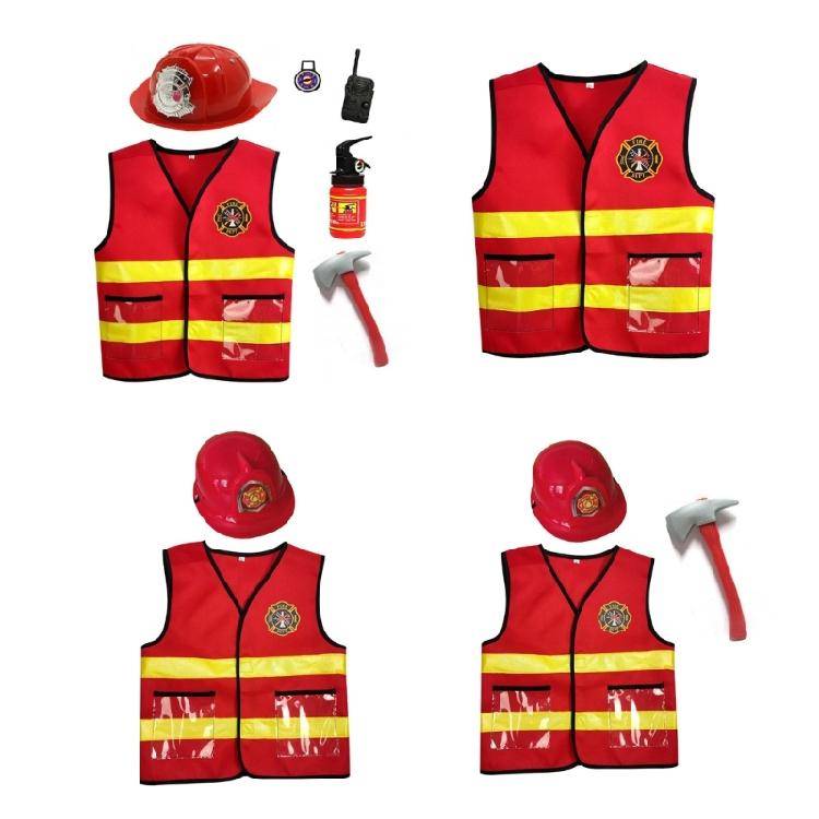 1/2/3/6 st Brandmansdräkt Brandman Kostym Halloween Utklädningskostymer red
