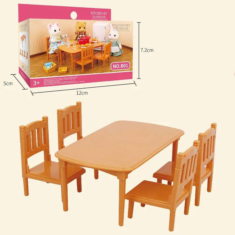 Forest Family Reindeer Rabbit Panda Animal Simulation Dollhouse Furniture Toy Set - B01