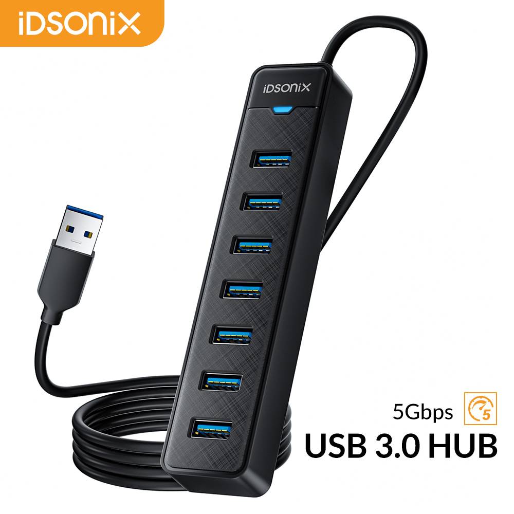 iDsonix USB 3.0 HUB 5Gbps Dock Station 7 Port USB A Type C HUB Splittter Multi Port Socket USB3.0 HUB for Surface Macbook Laptop