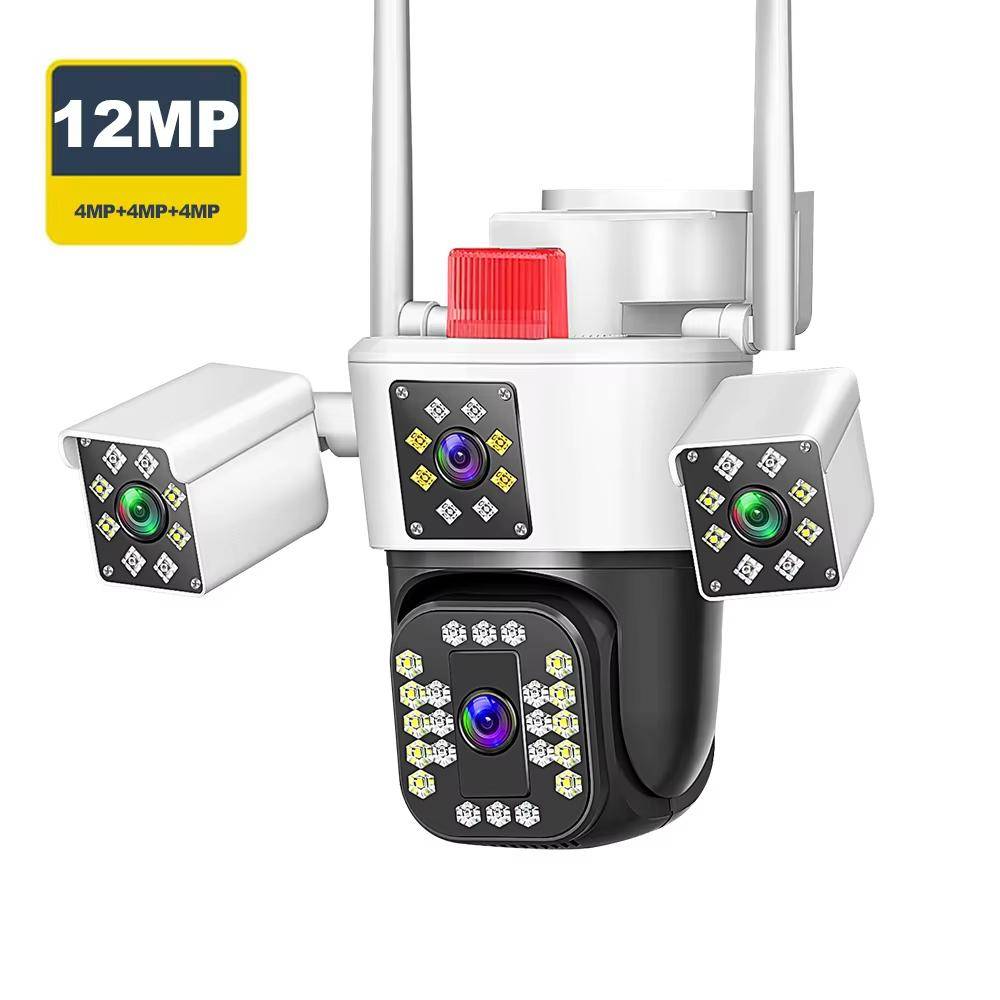 Ny 6K 12MP WiFi-kamera utomhus 10X zoom Tre linser Tre skärmar PTZ-säkerhetskamera Automatisk spårning CCTV Videoövervakning IP-kameror 6K Camera