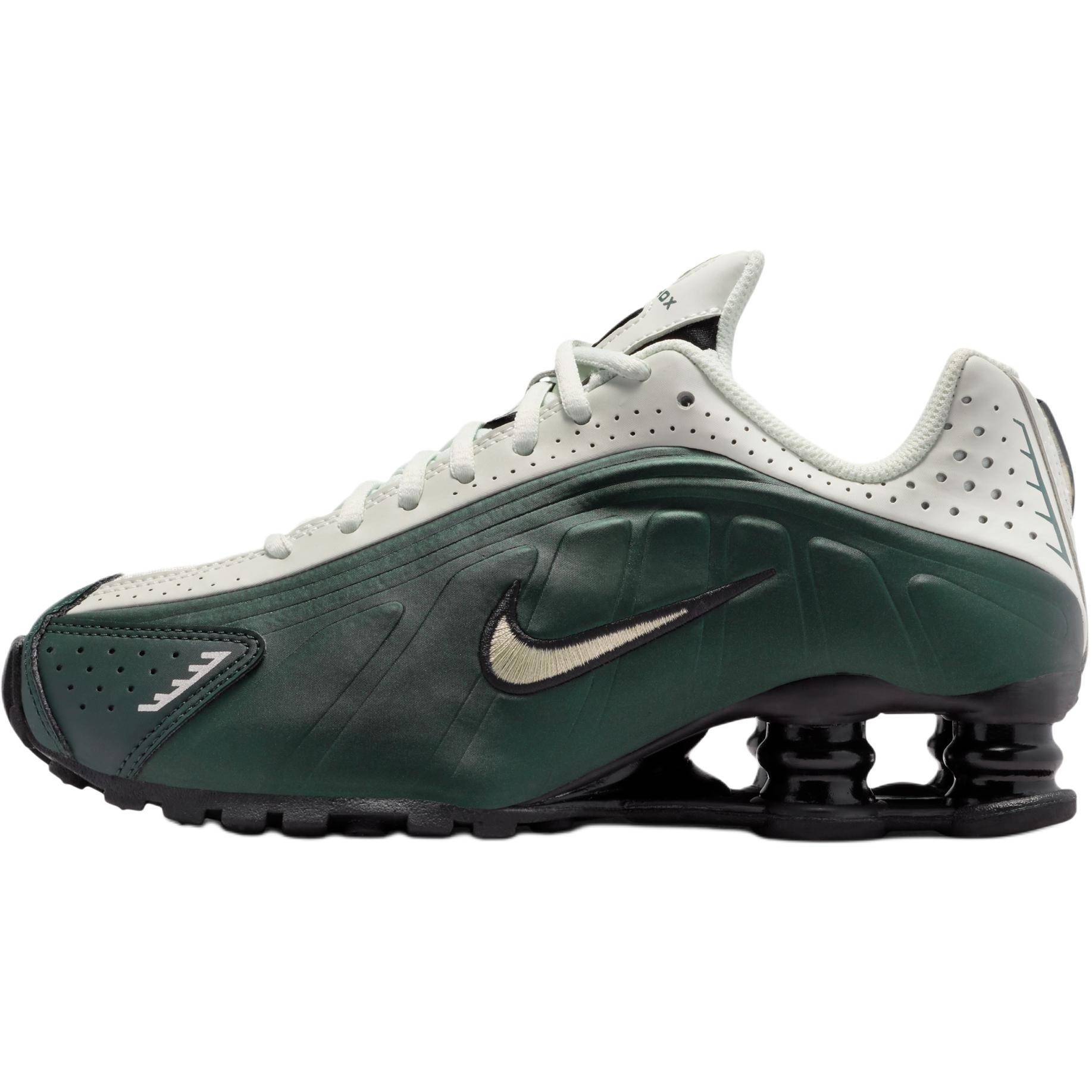 Nike Shox R4 Bekväm passform Låg topp Löparskor Barnsneaker Mörkgrön CW2626-300 38