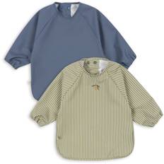 Konges Sløjd Tea Stripe/Flint Stone 2 Pak Dinner Hagesmæk Med Ærmer 18-36 mdr