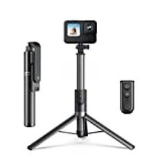 TELESIN 3-i-1 selfiepinne med trådlös fjärrkontroll för GoPro Hero 11 svart/Hero 10/Hero 9/8, aluminiumlegering monopodstativ Bluetooth-fjärrkontroll kan kontrolleras GoPro/iPhone/Android (130 cm/51