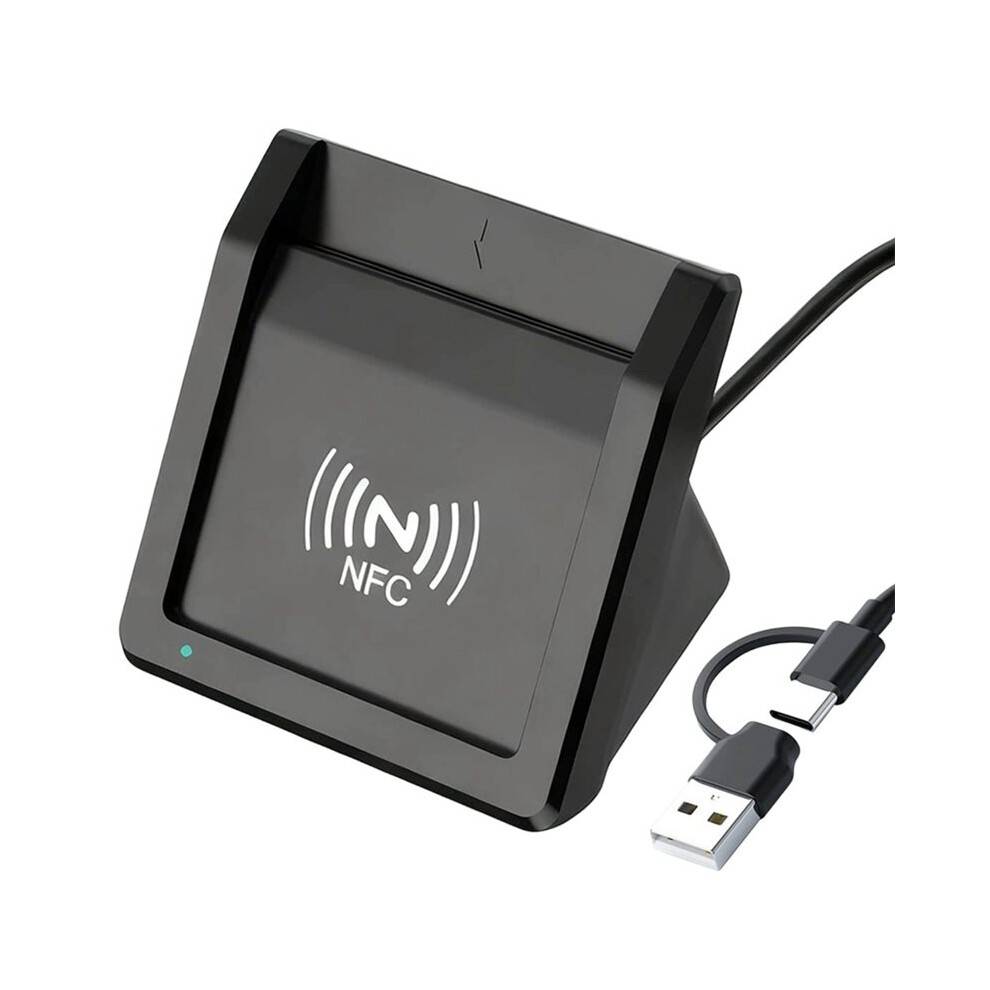 Card Reader with NFC,USB A/C IC Reader 2-in-1 Contact and Contactless for Windows 10/11, OS,Android and Linux