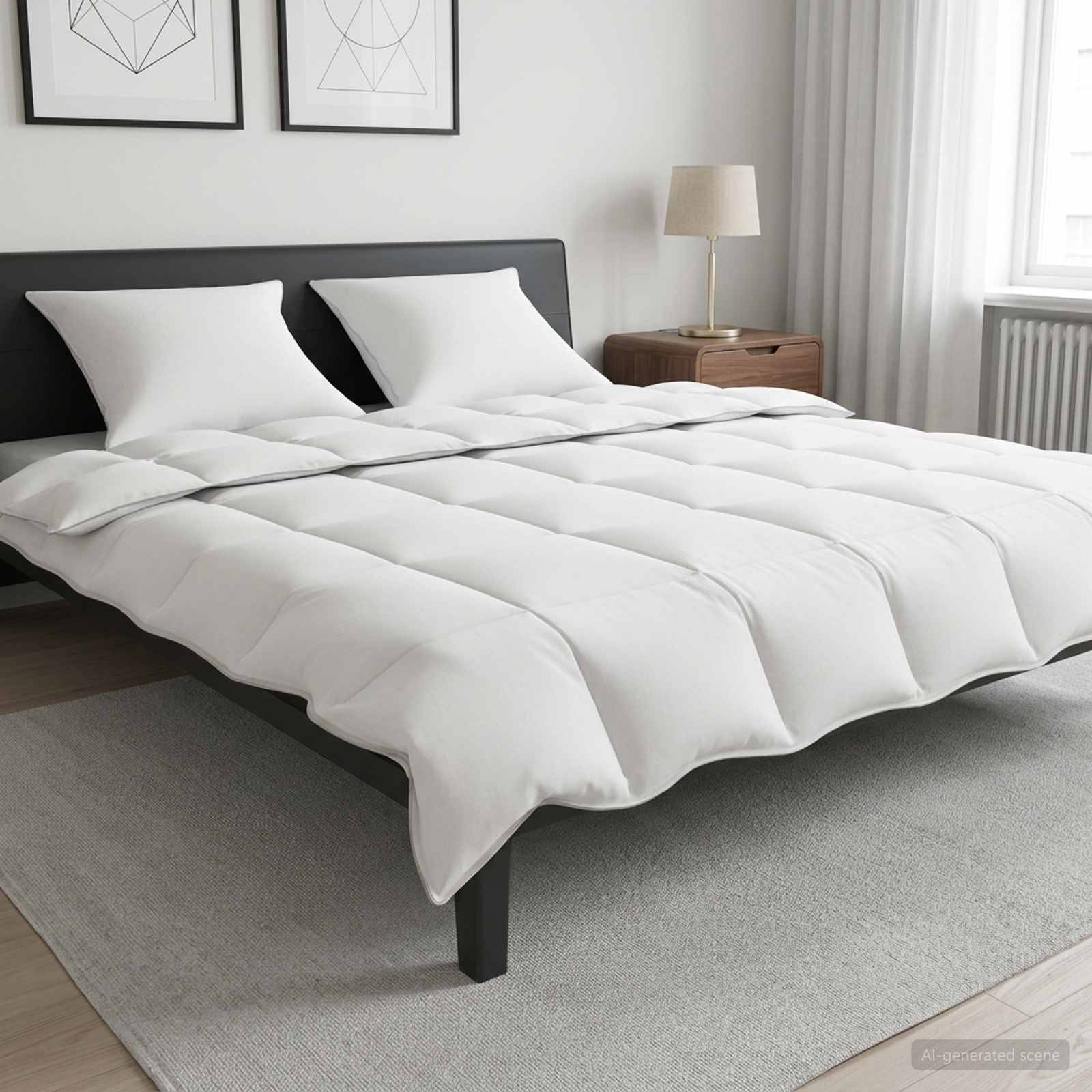 vidaXL Duntäcke och Kuddset 3 st 200 x 220 cm Vinter 1030 g/pc Vit