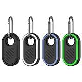 [4 stycken] GPS-spårare, MOWYEOK kompatibel Samsung Galaxy Smarttag2 silikonfodral med nyckelring, lämplig för nycklar, plånbok, bagage (svart + vit + blå + grön)