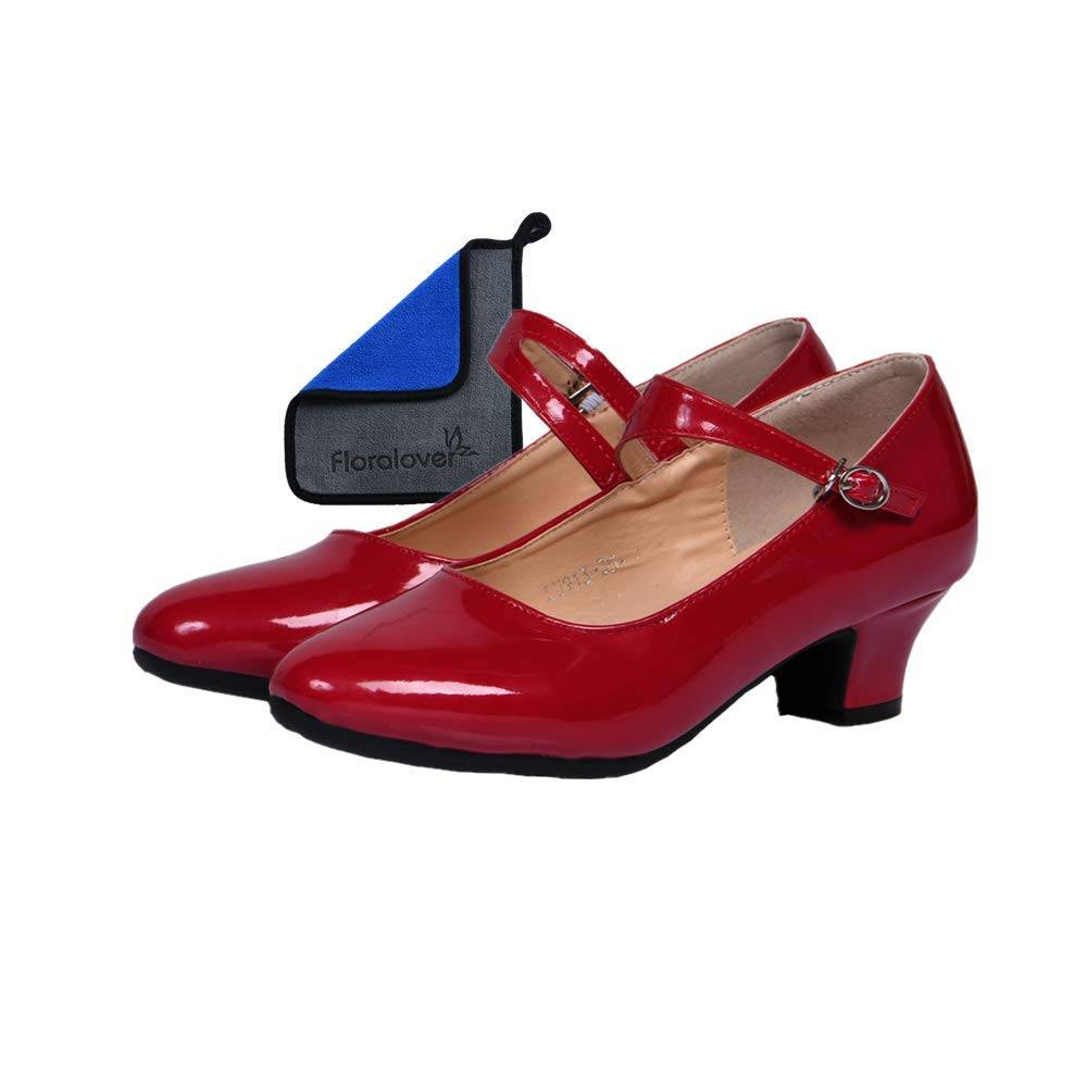 Karen Women's Latin Dance Shoes, Ballroom, Low Heel, Rubber Sole, 3.5cm Heel, Red, Size 23.5cm