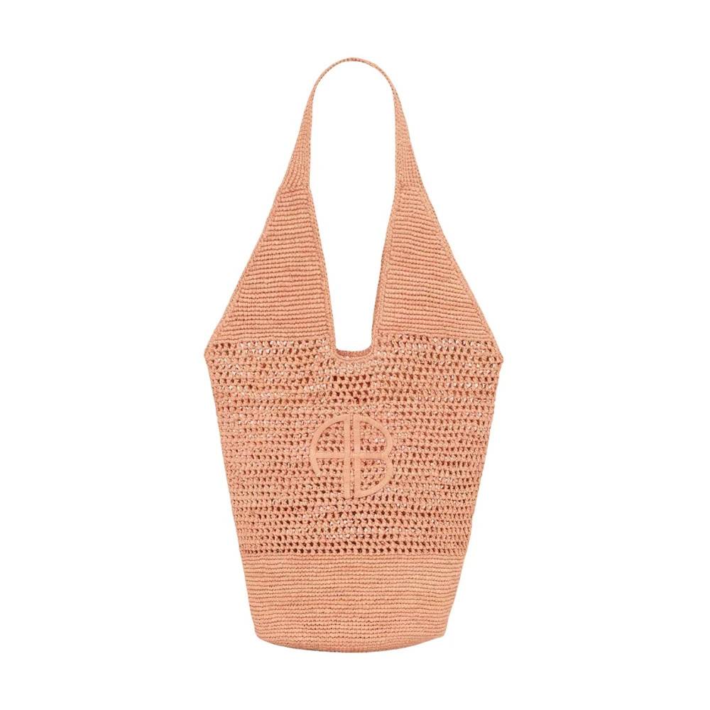 Anine Bing Leah Logo Hobo Raphia - Tasker - Dame - Lyserød - ONE SIZE - Uld