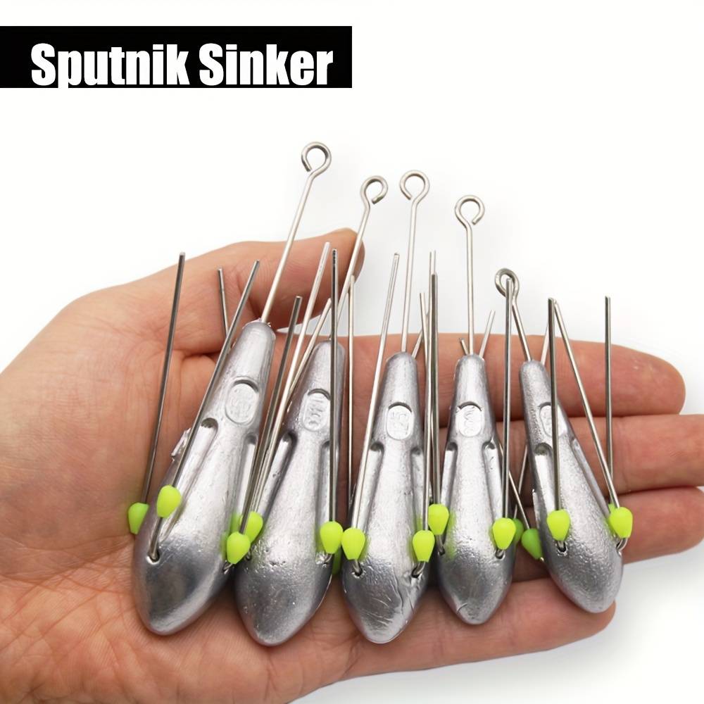 TEMU 1pc/3pcs Sputnik Sinker, Long Tail Fishing Weights, Saltwater Surf Casting Sinkers, Weights For Ocean , Fishing Tackle