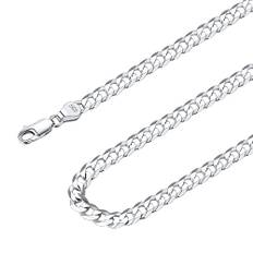 Suplight Panzerkette Herren 925 Silber Cuban Link Chain 5mm Breit Hip Hop Halskette 51cm lang Kubanische Gliederkette Jungs Männer Unisex Kette cooler Modeschmuck