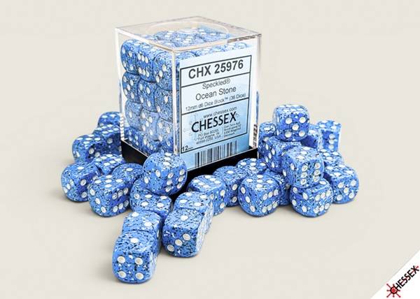 Dice - Terningesæt - 36 terninger - Speckled Dice Block D6 (6 sidet) 12mm: Ocean Stone