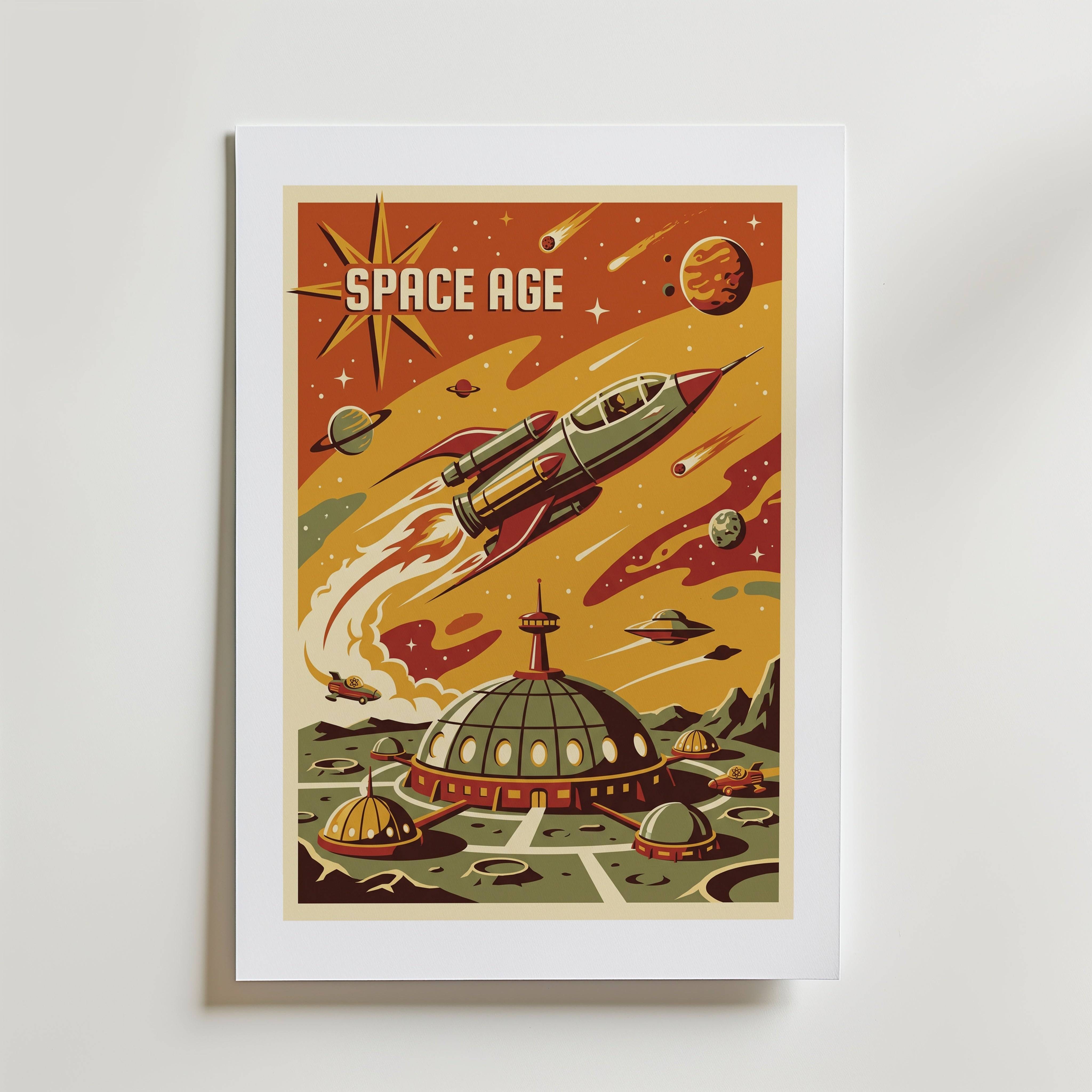 Space Age Poster - Fine Art Poster 30x40 cm Med passepartout