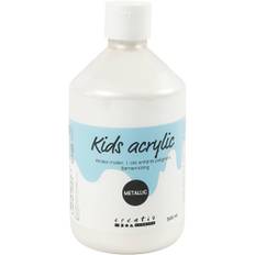 Akrylfärg Metallic, metallic, vit, 500 ml/ 1 flaska