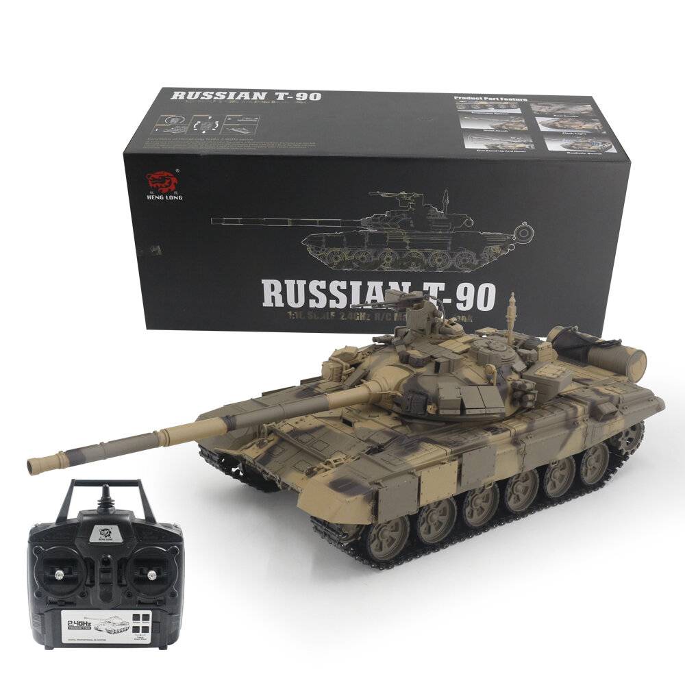 Heng Long 3938-1 ryska T90 7.0 1/16 2.4G RC-tank med infraröd stridsstart, rök och ljud, modeller av stridsfordon