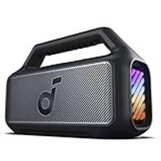 soundcore Boom 2 utomhushögtalare, 80W, subwoofer, BassUp 2.0, 24H speltid, IPX7 vattentät, flytbar, RGB-ljus, USB-C, anpassad EQ, Bluetooth 5.3, bärbar för utomhus (Svart)