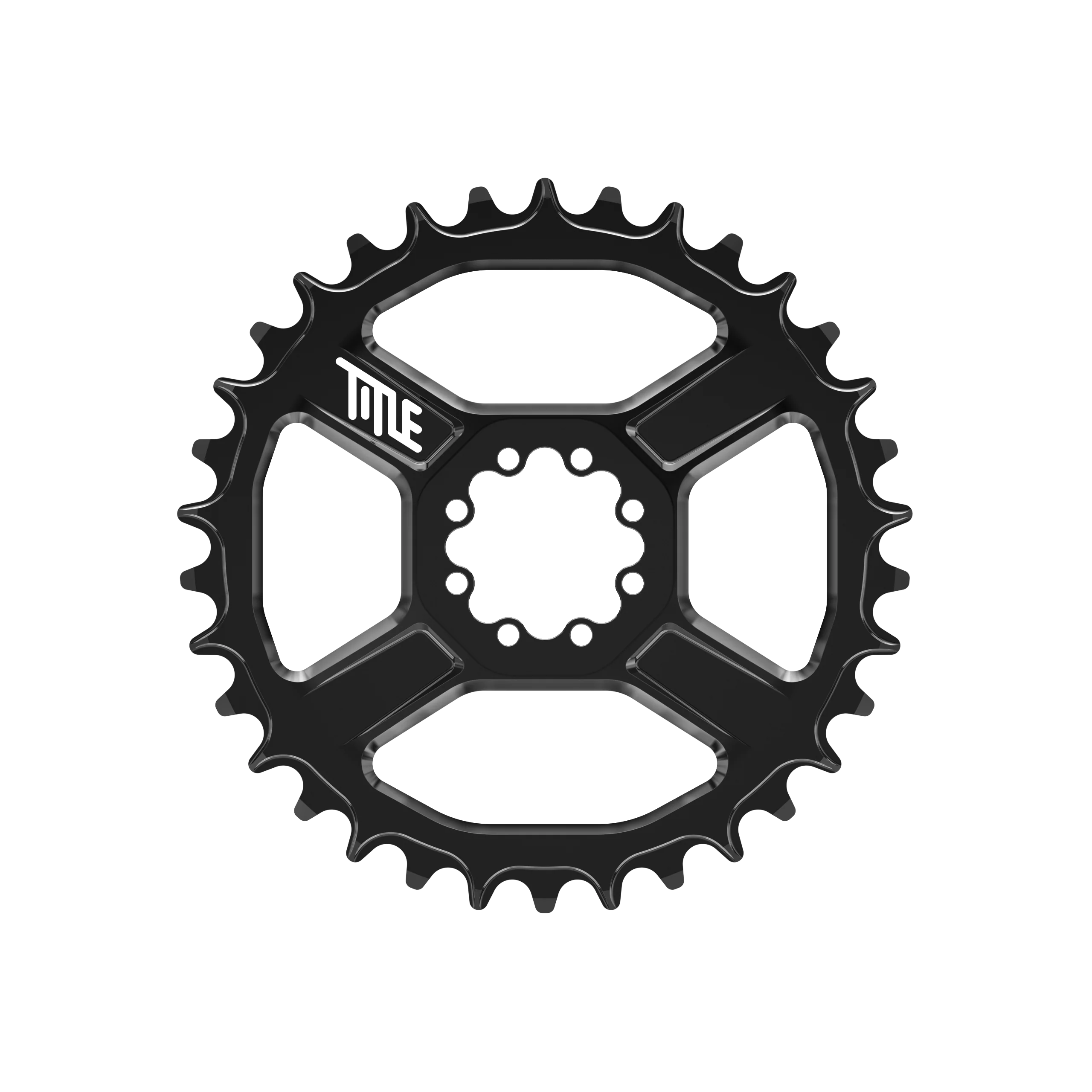 Title CR1 8-Bolt Chainring, Svart / 34T / SRAM T-Type / 6mm Offset (34T)