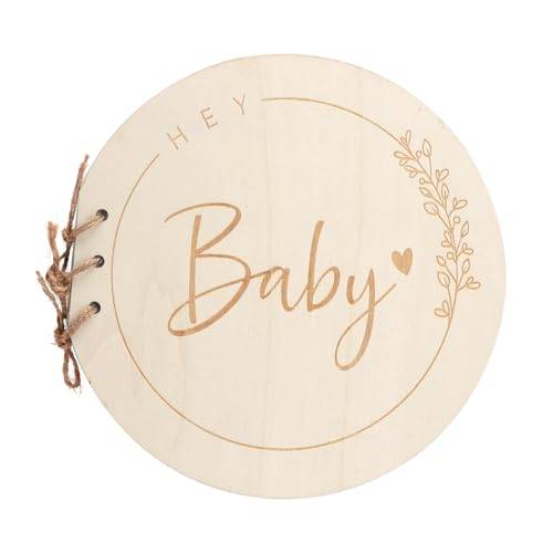 KQDRAVINE Gästbok babyshower med träomslag Hey Baby, babyshower minne, dop gästbok flicka & pojke, babyparty gästbok som baby shower guest book för blivande föräldrar vid födseln