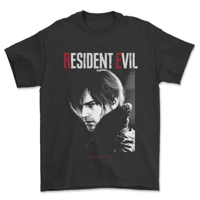 Resident Evil Requiem Leon Grafisk 100% Bomull unisex Skjorta Kläder Unisex Kortärmad Y2k Rundhalsad Överdimensionerad Streetwear T-shirt cm gray