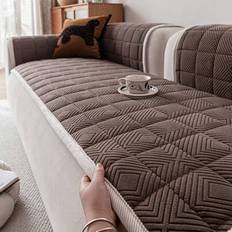 1pc Quilted Plush Sofa Cover, Solid Color Nordic Style Thickened 3D Design Couch Cover, Anti-Slip Anti-Scratch Sofa Protector For Living Room, Bedroom - Brown - 70cm*70cm,70cm*150cm,70cm*180cm,70cm*210cm