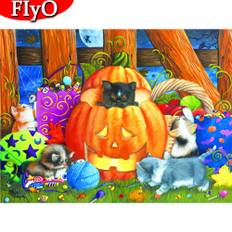 5d Diamantmålning Nyanländer Kattbroderi Diamantmosaik Korsstygn Djur Halloween-dekor Full Square 20X30CM