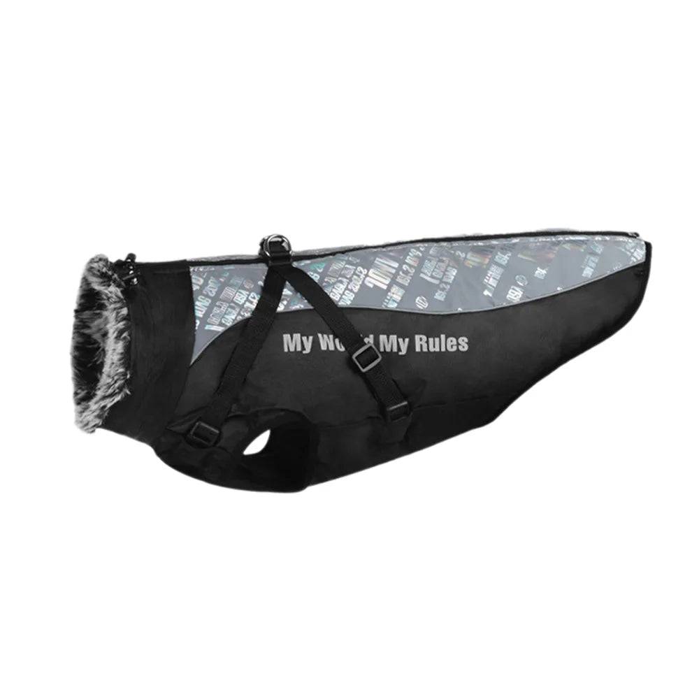Reflective Waterproof Winter Dog Coat with Fur Collar & Harness - Radiant White / 3XL / SPC (3XL)