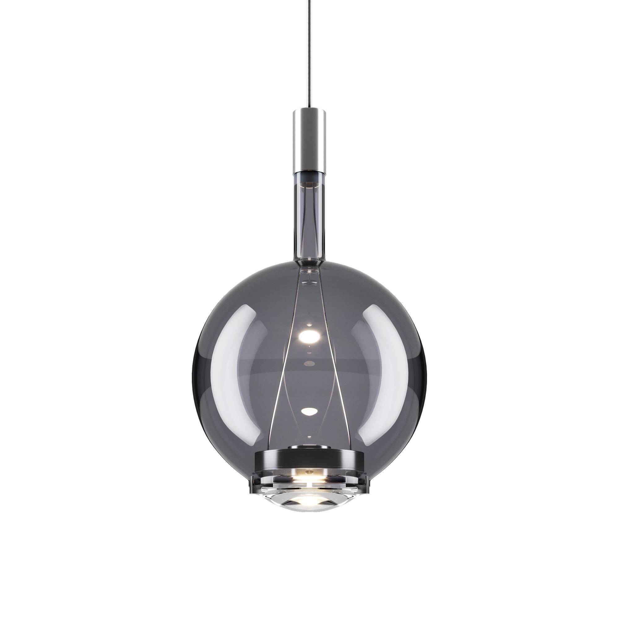 Sky-Fall Round Pendel Medium 2700K Sort Krom/Glossy Smoke.