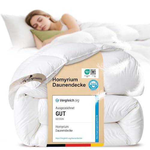 Homyrium Daunendecke 155x220 Ganzjahres Bettdecke 155x220 Daunen 4 Jahreszeiten Bettdecken Daunenbettdecke Federbetten, Füllgewicht: 1400gr Oeko-TEX und RDS Zertifiziert