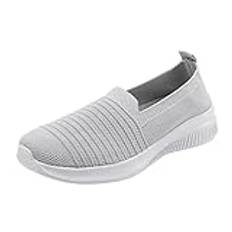 Damskor promenadskor andas, mode slip-on sportskor fritidsskor löparskor dam lätta slip-skor dam sneakers platta sneakers dam komfortskor skor sommarskor, Grau2, 38 EU