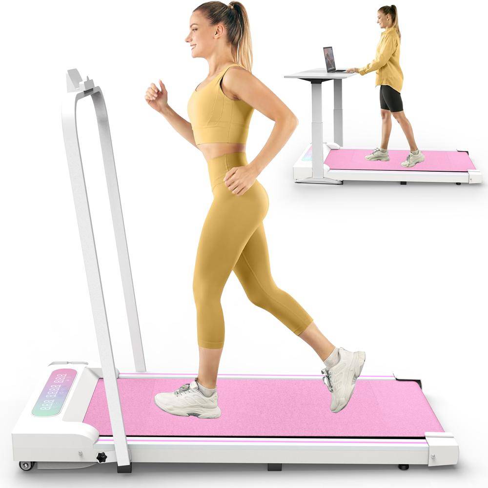 Foldable Treadmill for Home & Office - Walking Pad Desk Treadmill Pad, 2.5 HP Motor Mini Treadmill up to 8km/h rosa